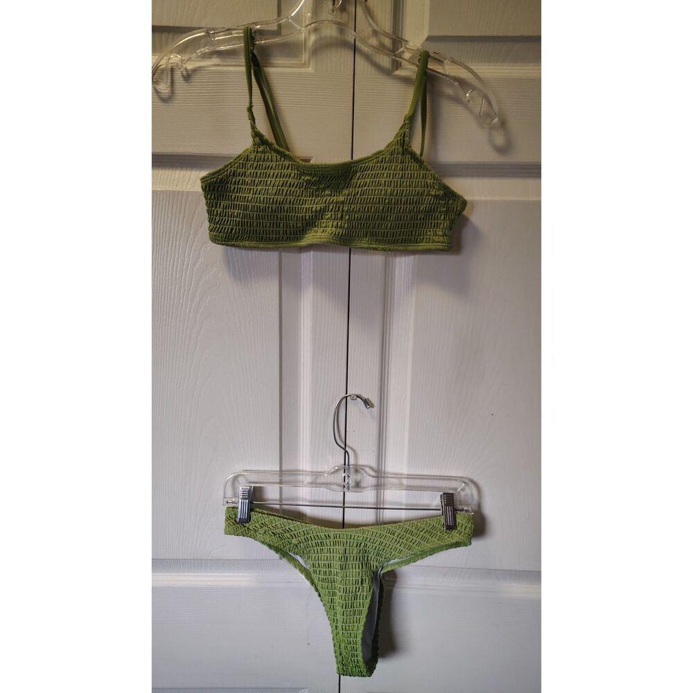 Cider Olive Green Smocked Bikini Set - Size Medium